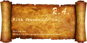 Rikk Annunciáta névjegykártya